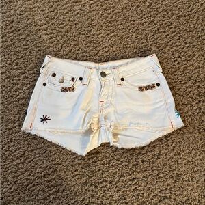 True Religion White Jean Shorts